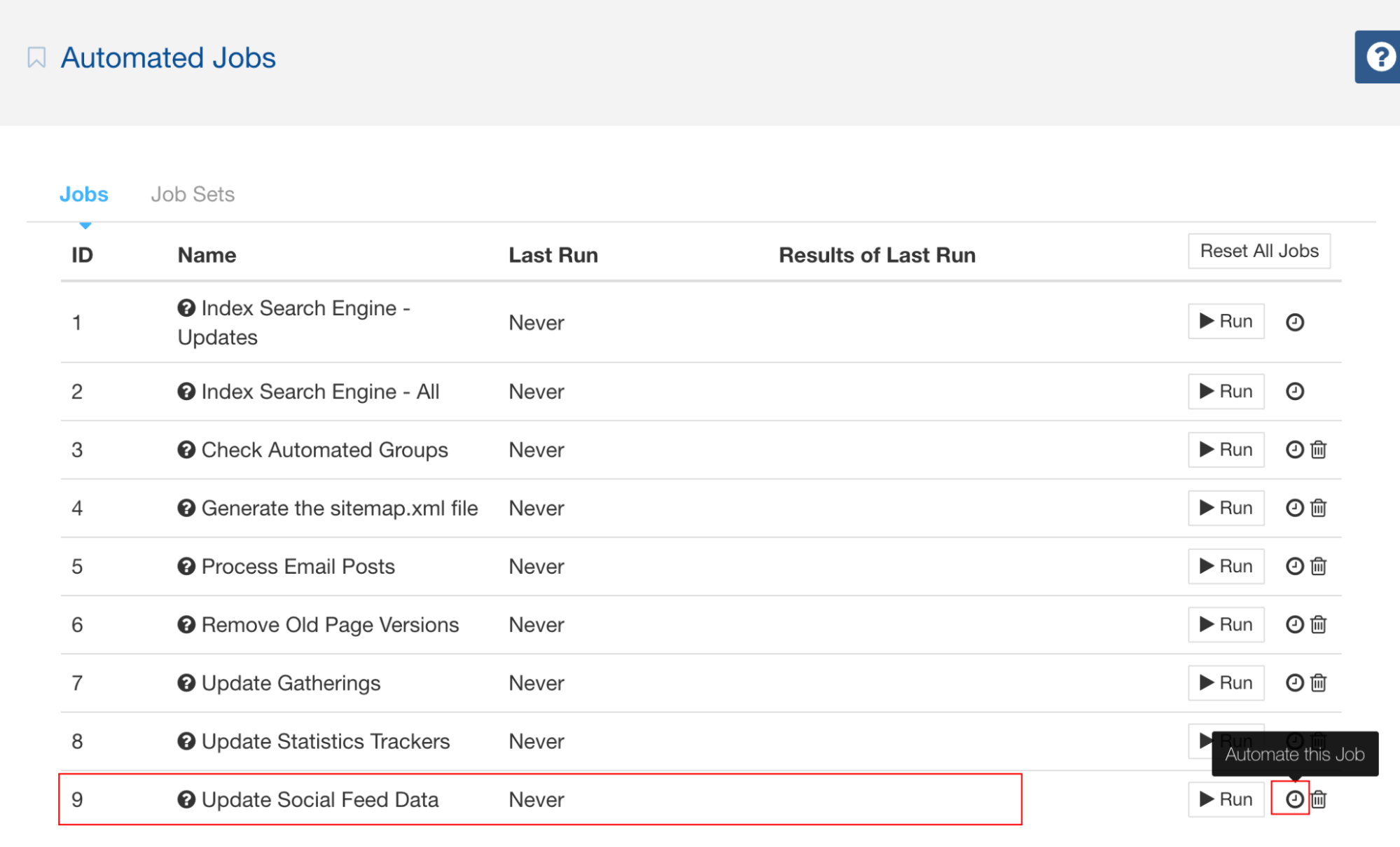 A visual representation of the jobs section, presenting a range of available tasks for automation.png