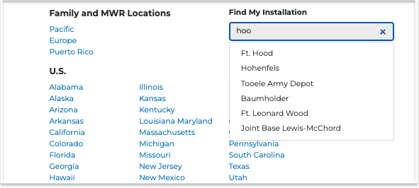 States listed and linked